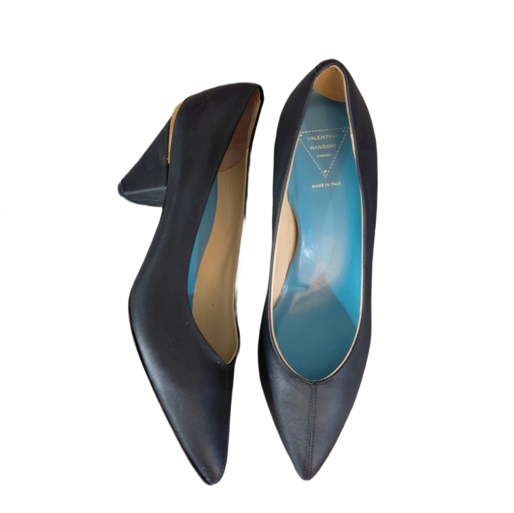Valentina Rangoni Navy Blue Leather Pumps Women's Size 8.5 M Heels